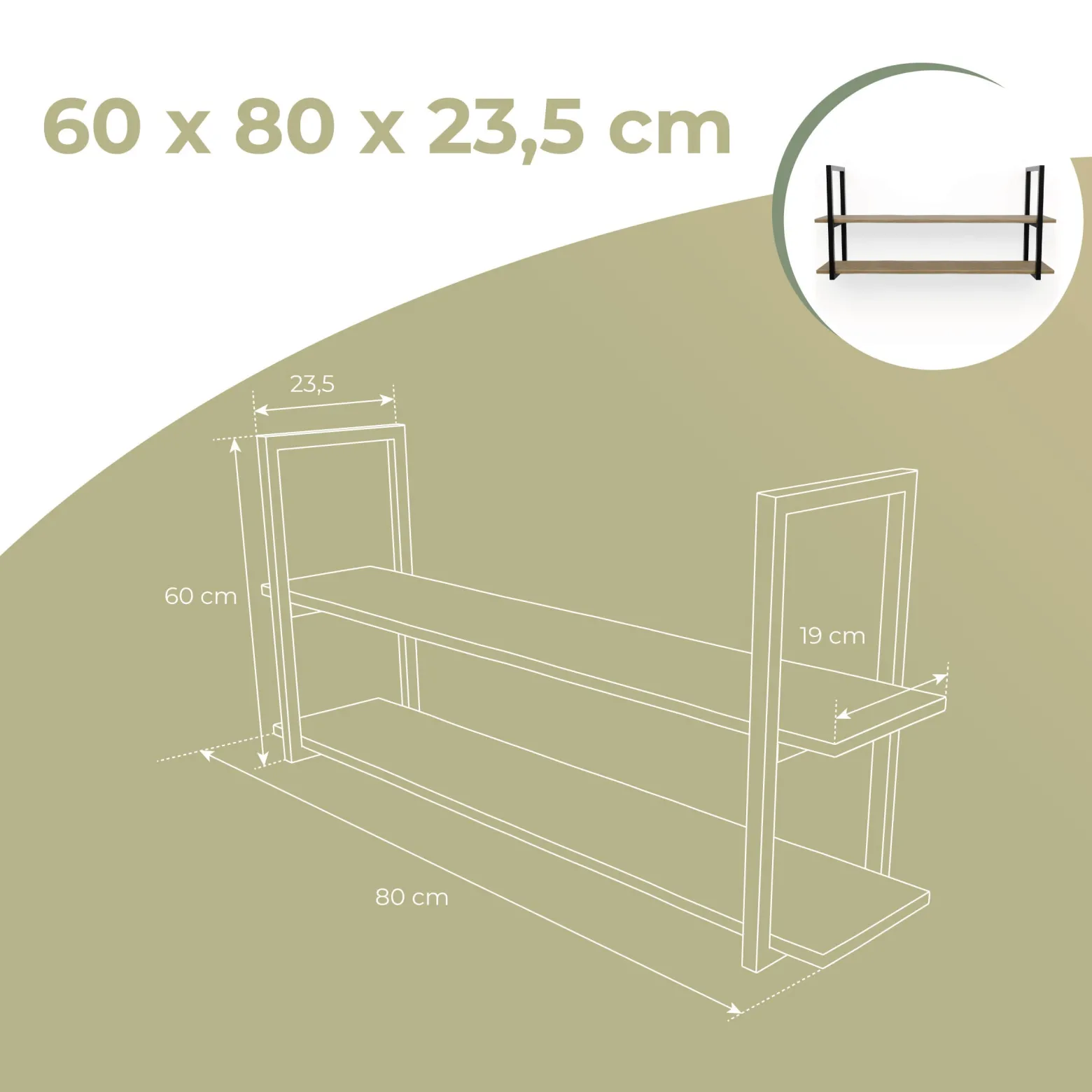Wspornik do półki 23,5x60 cm Loftowe 2 szt. SB004
