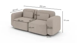 Wygodna sofa 2 osobowa ORCHID zielona sofa modułowa do salonu
