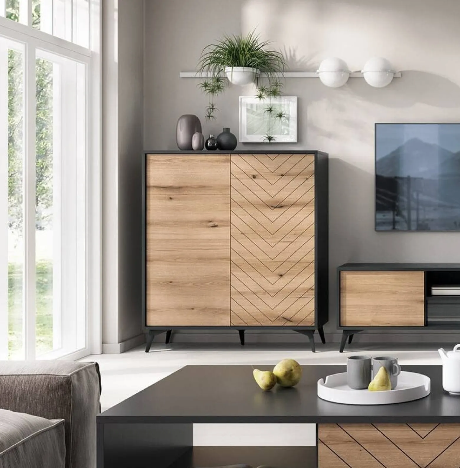 Wysoka komoda Diamond KD104 w stylu skandynawskim