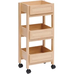 Wózek łazienkowy mobilny Cane beżowy MDF organizer na kółkach 3 półki
