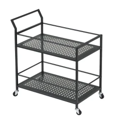 Wózek do serwowania metalowy 79x45x83 cm z kółkami i hamulcami 2-poziomowy