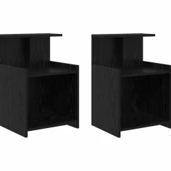 2x Szafka Nocna Czarna Komoda Stolik Półka Nocna Do Sypialni 40 x 35 x 60