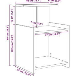 2x Szafka Nocna Czarna Komoda Stolik Półka Nocna Do Sypialni 40 x 35 x 60