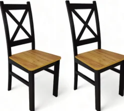2x Krzesło drewniane Krzyżak Czarny + Craft LOFT