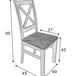 2x Krzesło drewniane Krzyżak Czarny + Craft LOFT