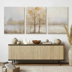 3x Obraz Set Krajobraz We Mgle Vintage 30x40cm