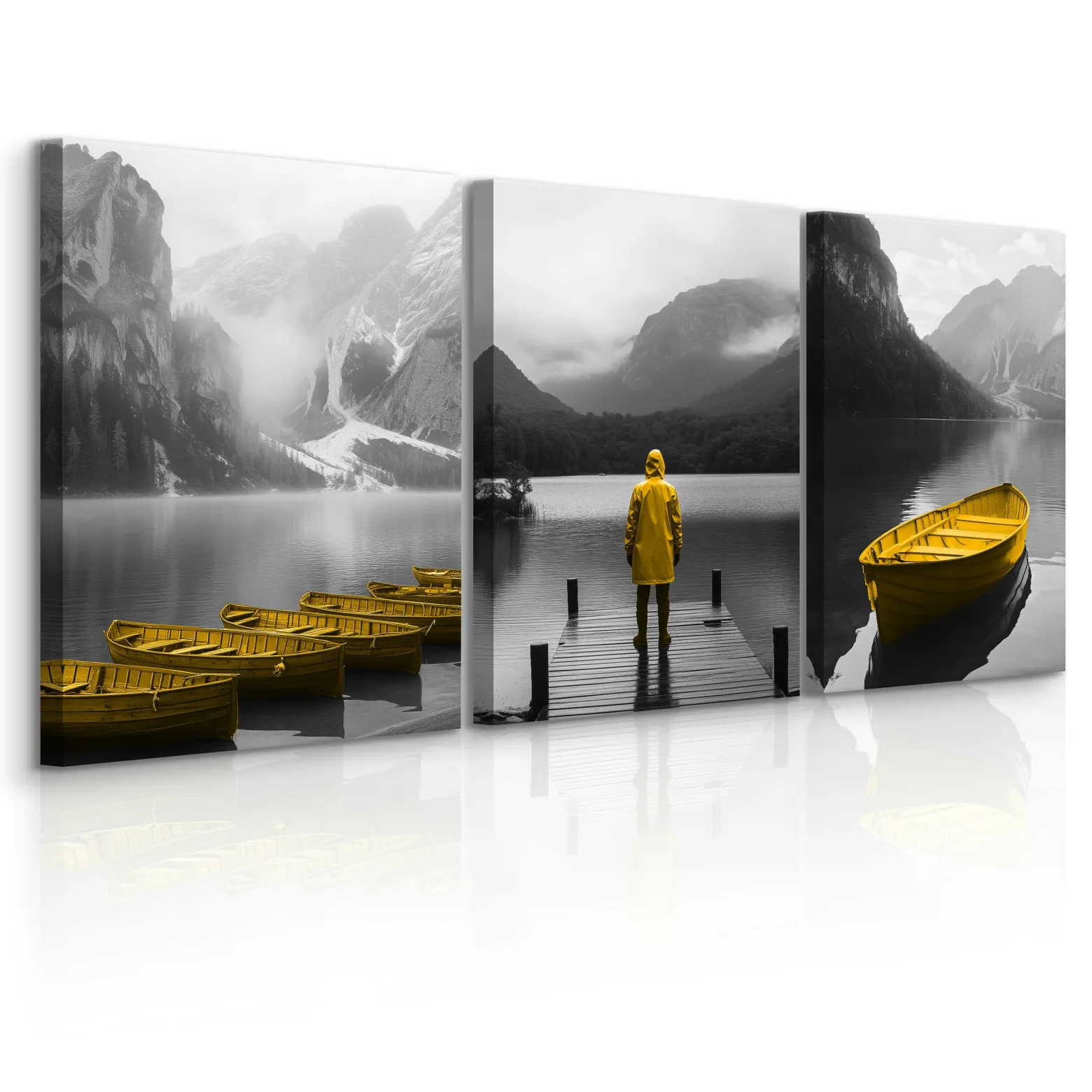 3x Obraz Set Pejzaż Góry Abstrakcja Jezioro Łódki Natura 30x40cm