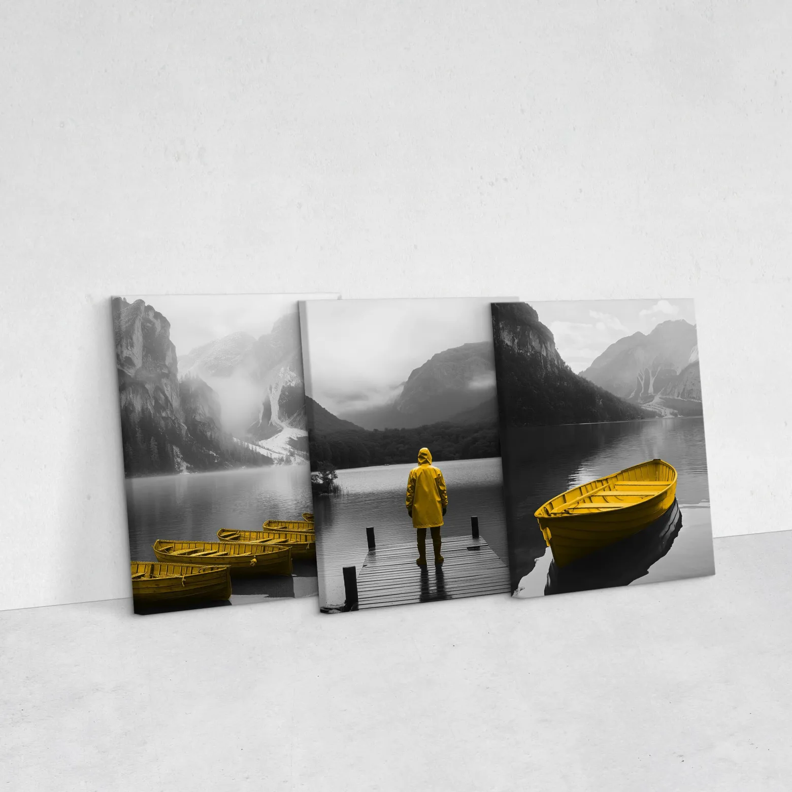 3x Obraz Set Pejzaż Góry Abstrakcja Jezioro Łódki Natura 30x40cm