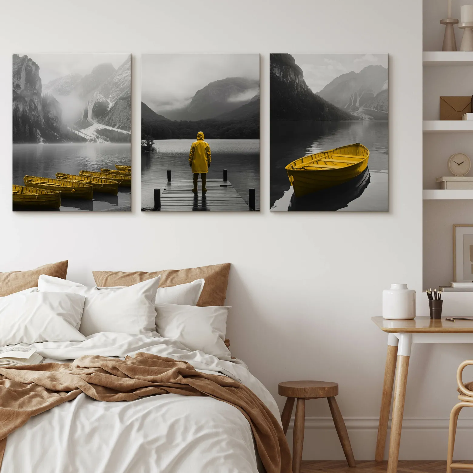 3x Obraz Set Pejzaż Góry Abstrakcja Jezioro Łódki Natura 30x40cm