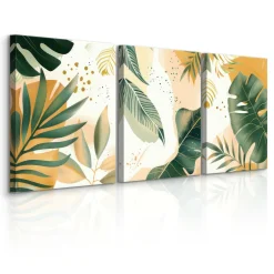 3x Obraz Set Styl Boho Liście Tropikalne Monstery Bananowce 30x40cm