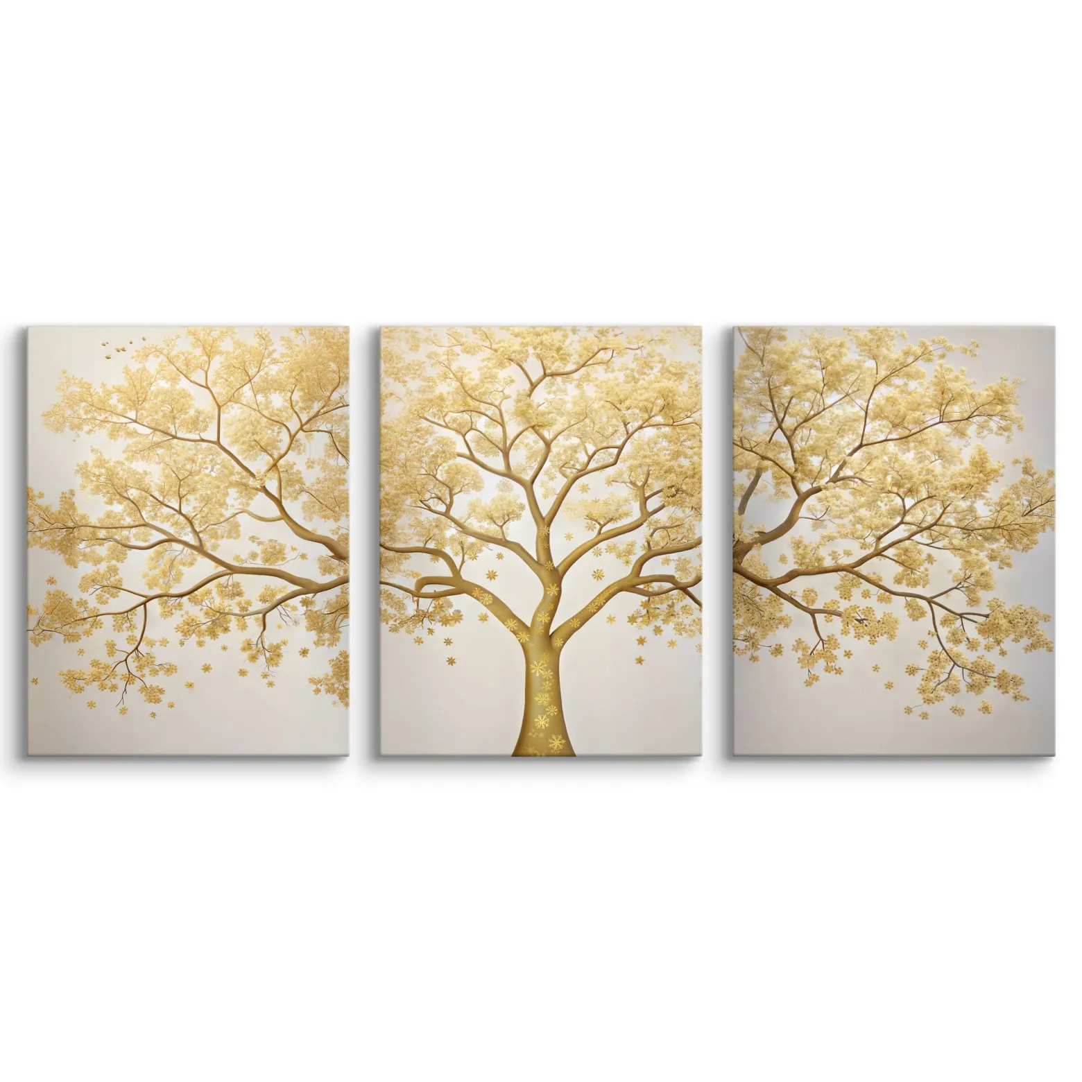 3x Obraz Set Złote Abstrakcyjne Drzewo W Stylu Nowoczesnym 30x40cm