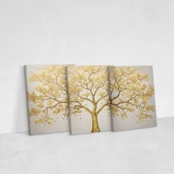 3x Obraz Set Złote Abstrakcyjne Drzewo W Stylu Nowoczesnym 30x40cm