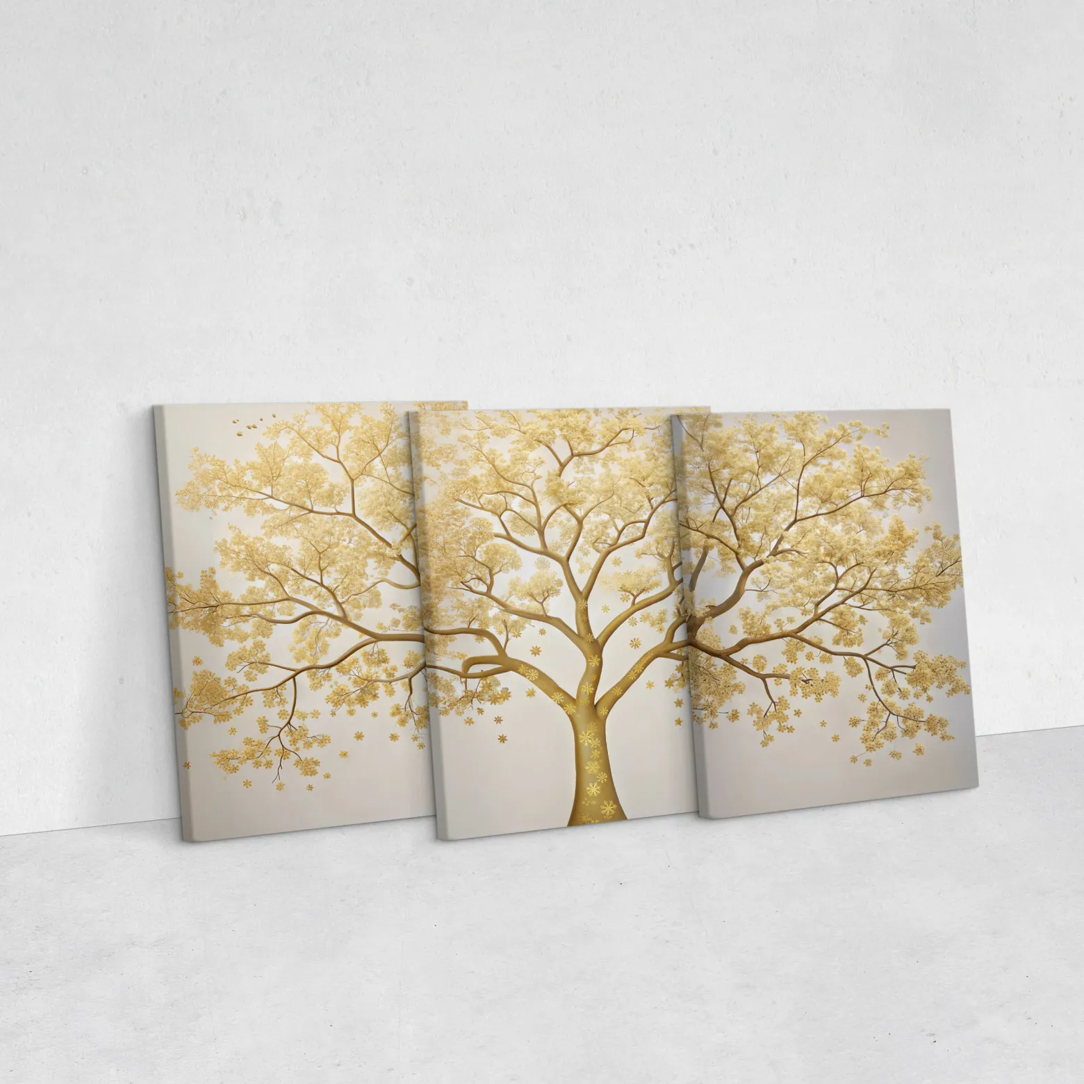3x Obraz Set Złote Abstrakcyjne Drzewo W Stylu Nowoczesnym 30x40cm