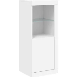 3x Szafka Komoda Regał Biała LED Szklana 142.5x37x100 cm do Salonu Pokoju