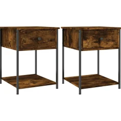 2x Szafka Nocna Brązowa z Regulowanymi Nóżkami Do Sypialni 44x45x58 cm