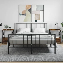 2x Szafka Nocna Brązowa z Regulowanymi Nóżkami Do Sypialni 50x41x65 cm