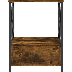 2x Szafka Nocna Brązowa z Regulowanymi Nóżkami Do Sypialni 50x41x65 cm