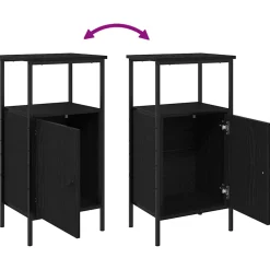 2x Szafka Nocna Czarna Komoda Stolik Półka Nocna Do Sypialni 41 x 31 x 80