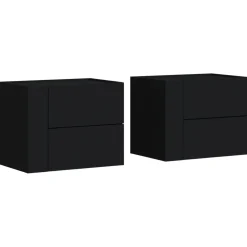 2x Szafka Nocna Stolik Czarna z Szufladą Wisząca Do Sypialni 45x30x35 cm