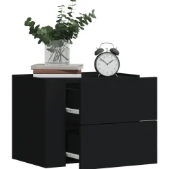 2x Szafka Nocna Stolik Czarna z Szufladą Wisząca Do Sypialni 45x30x35 cm
