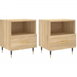2x Szafka Nocna Stolik Komoda Brązowa z Szufladą Do Sypialni 40x35x47,5 cm