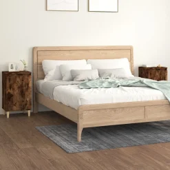 2x Szafka Nocna Stolik Komoda Brązowa z Drzwiami Do Sypialni 40x35x70 cm