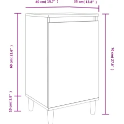 2x Szafka Nocna Stolik Komoda Brązowa z Drzwiami Do Sypialni 40x35x70 cm