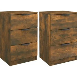2x Szafka Nocna Stolik Komoda Brązowa z Szufladą Do Sypialni 40x36x65 cm