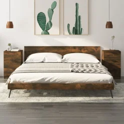 2x Szafka Nocna Stolik Komoda Brązowa z Szufladą Do Sypialni 40x36x65 cm