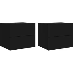 2x Szafka Nocna Stolik Komoda Czarna Wisząca z LED Do Sypialni 50x39x41 cm