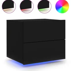 2x Szafka Nocna Stolik Komoda Czarna Wisząca z LED Do Sypialni 50x39x41 cm