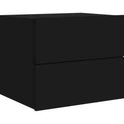 2x Szafka Nocna Stolik Komoda Czarna Wisząca z LED Do Sypialni 50x39x41 cm