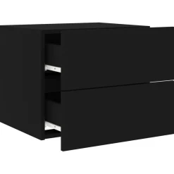 2x Szafka Nocna Stolik Komoda Czarna Wisząca z LED Do Sypialni 50x39x41 cm