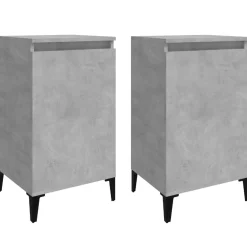 2x Szafka Nocna Stolik Komoda Szara z Drzwiami Do Sypialni 40x35x70 cm