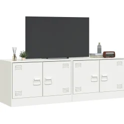 2x Szafka Pod Telewizor Półka Stolik RTV Biały Stal 67x39x44 cm