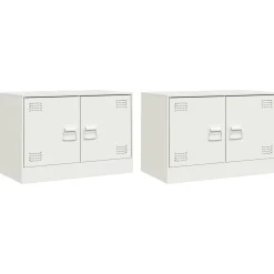 2x Szafka Pod Telewizor Półka Stolik RTV Biały Stal 67x39x44 cm