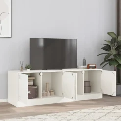 2x Szafka Pod Telewizor Półka Stolik RTV Biały Stal 67x39x44 cm
