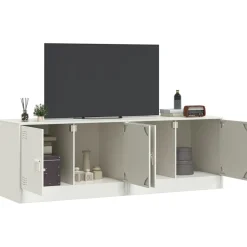 2x Szafka Pod Telewizor Półka Stolik RTV Biały Stal 67x39x44 cm