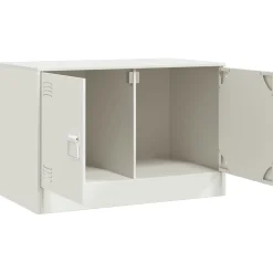 2x Szafka Pod Telewizor Półka Stolik RTV Biały Stal 67x39x44 cm