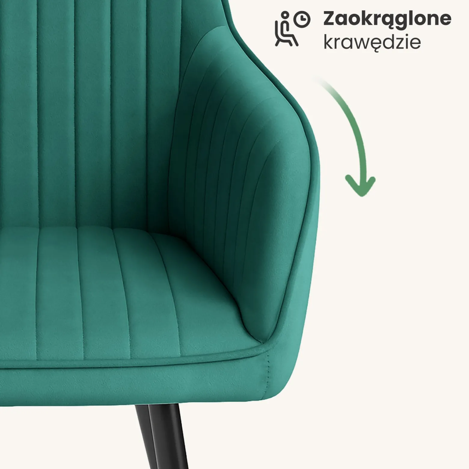 2x Welurowe krzesło tapicerowane Butelkowa Zieleń FLORENCE Czarne nogi