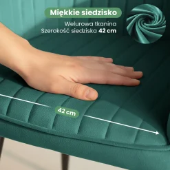 2x Welurowe krzesło tapicerowane Butelkowa Zieleń FLORENCE Czarne nogi