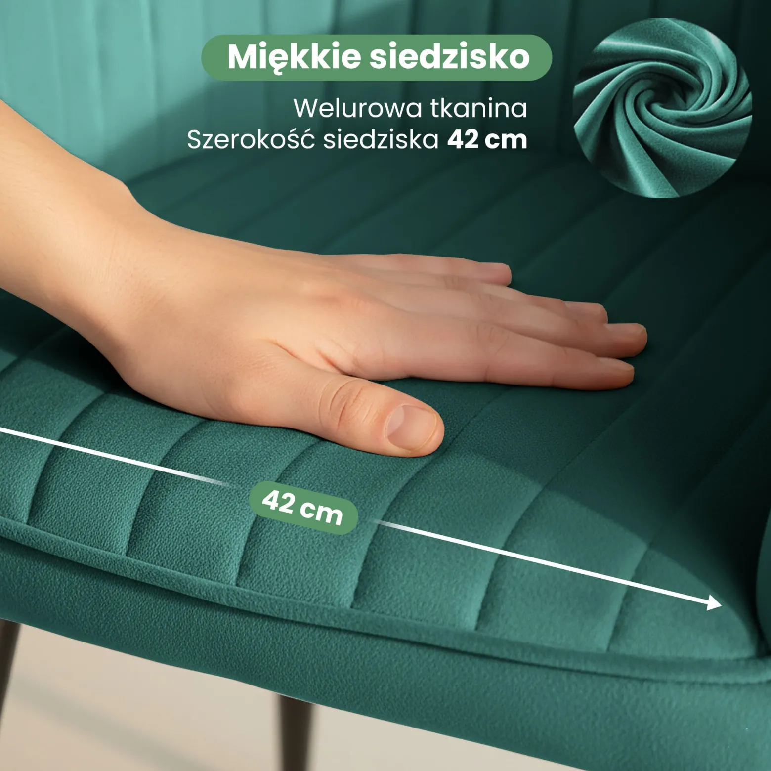 2x Welurowe krzesło tapicerowane Butelkowa Zieleń FLORENCE Czarne nogi