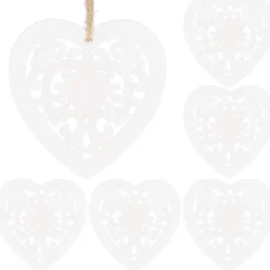 Zawieszka choinkowa 7cm drewniana serca zestaw 6 szt.