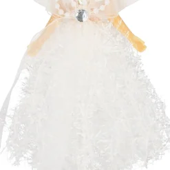 Zawieszka choinkowa aniołek 20cm biały brokat, cekiny