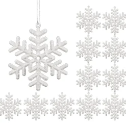 Zawieszki choinkowe białe śnieżynki na choinkę 10 cm 12 szt.