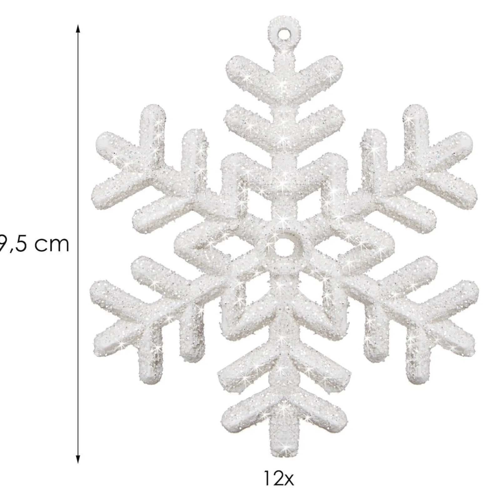 Zawieszki choinkowe białe śnieżynki na choinkę 10 cm 12 szt.