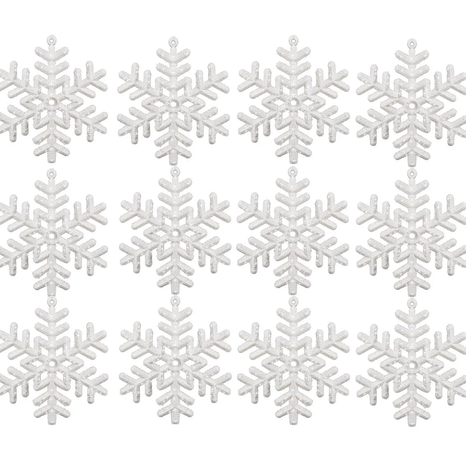 Zawieszki choinkowe białe śnieżynki na choinkę 10 cm 12 szt.