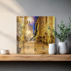Zegar loft 30x30 Noc Uliczna ozdobny ścienny