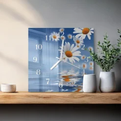 Zegar mosty 30x30 Kwiat kolorowy ogród rośliny natura szklany