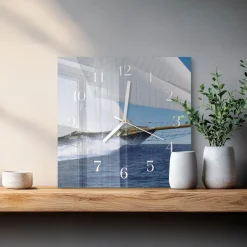 Zegar płomień 30x30 Żaglówka jacht woda sport hobby do pokoju